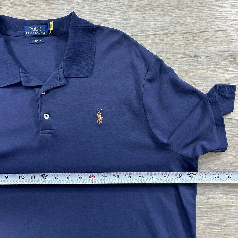 Polo Ralph Lauren Shirt Adult XL Extra Large Navy‎ Blue Flesh Pony Classic Fit